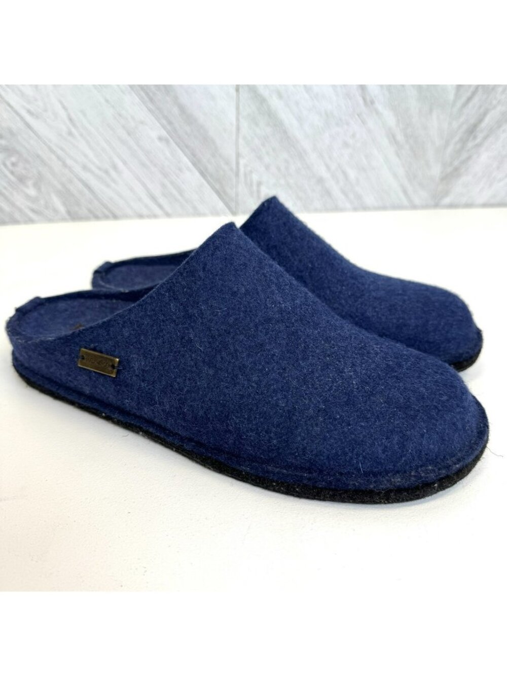 Haflinger Blue Boiled Wool Slippers Clogs Slip On Shoes Unisex Size EU 41